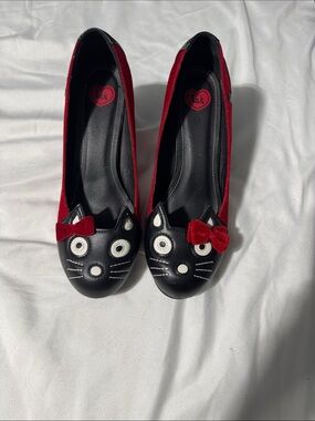 T.U.K. Anti-Pop Velvet Kitten Heels Size 10 Black Gothic Kawaii Rockabilly Punk